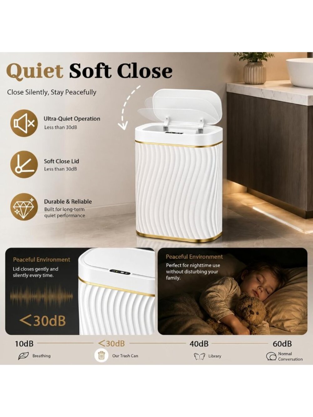 Touchless Motion Sensor Trash Can - 2.6 Gallon Slim Waterproof Bin for Home - Picture 8 of 8
